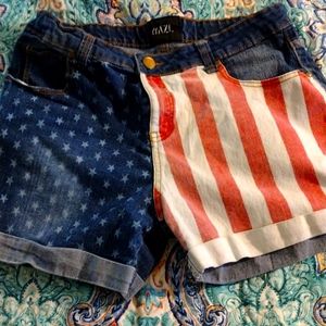 Ladies plus  size 14 patriotic denim jean shorts wonderful condition
